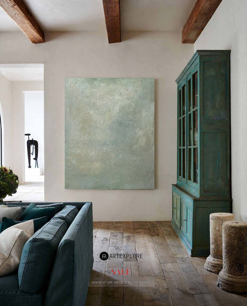 Original Pure Light Green Painting Modern Minimalist Acrylic Art Painting For Living Room 