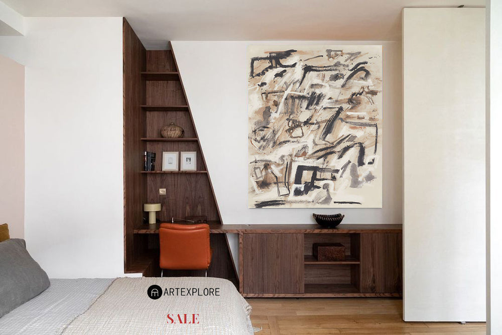 Beige Painting Beige Canvas Art Abstract Painting Beige Minimalist Abstract Wabi-sabi Painting