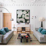 Large Green Square Abstract Art Modern Green White Painting Framed Canvas Painting