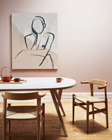 Large Beige Minimalist Art Modern Minimalist Body Shape Painting Canvas Wall Art For Sale