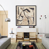 Modern Beige Abstract Wall Art Beige Abstract Canvas Art Large Abstract Square Painting
