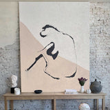 Beige Minimalist Art Modern Minimalist Body Shape Painting Large Acrylic Canvas Wall Art