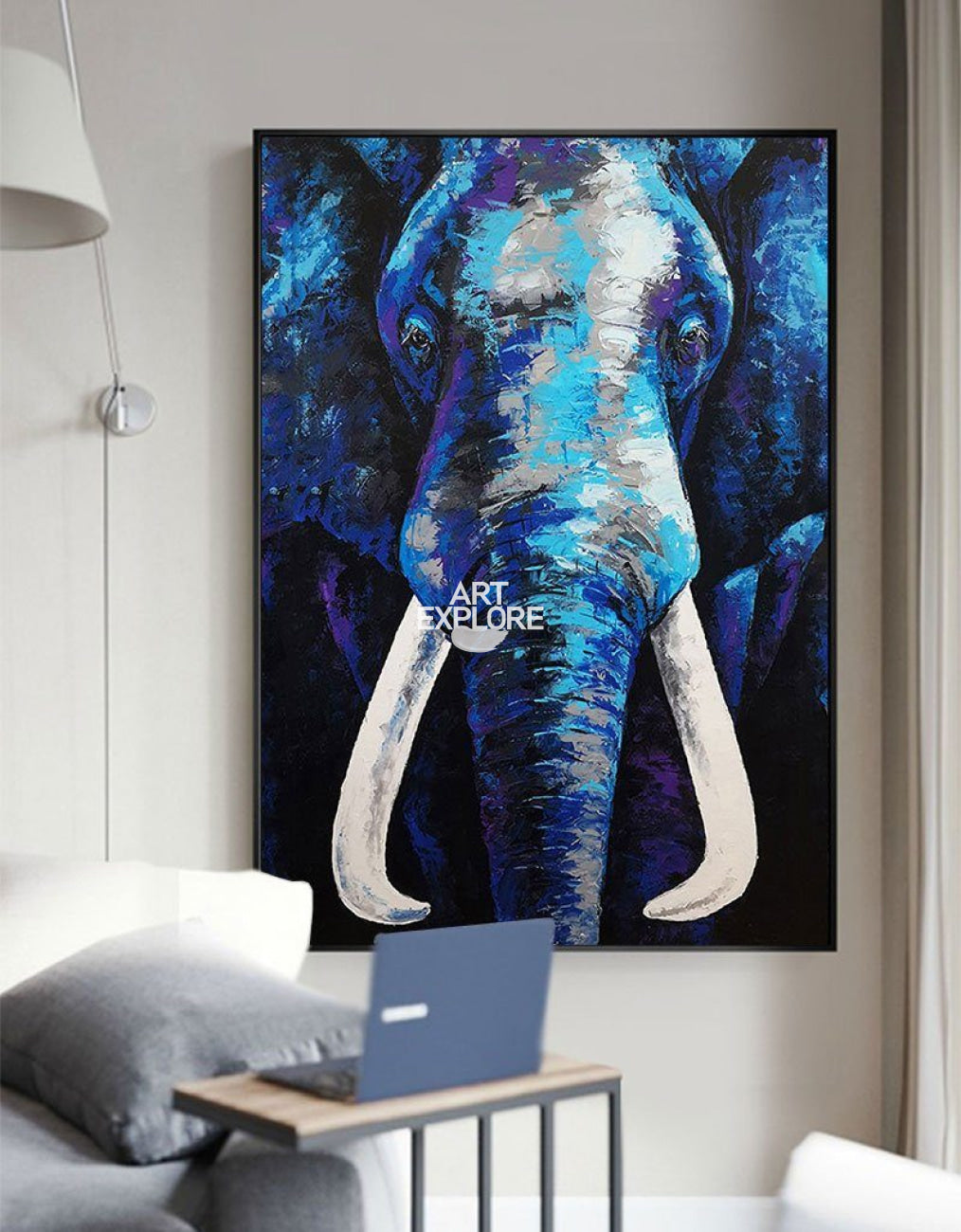 Vertical Elephant Abstract Painting #ANE03