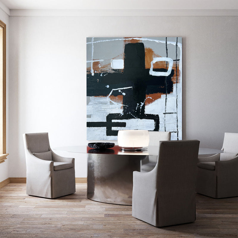 Modern Black And Brown Abstract Painting Large Acrylic Painting For Livingroom