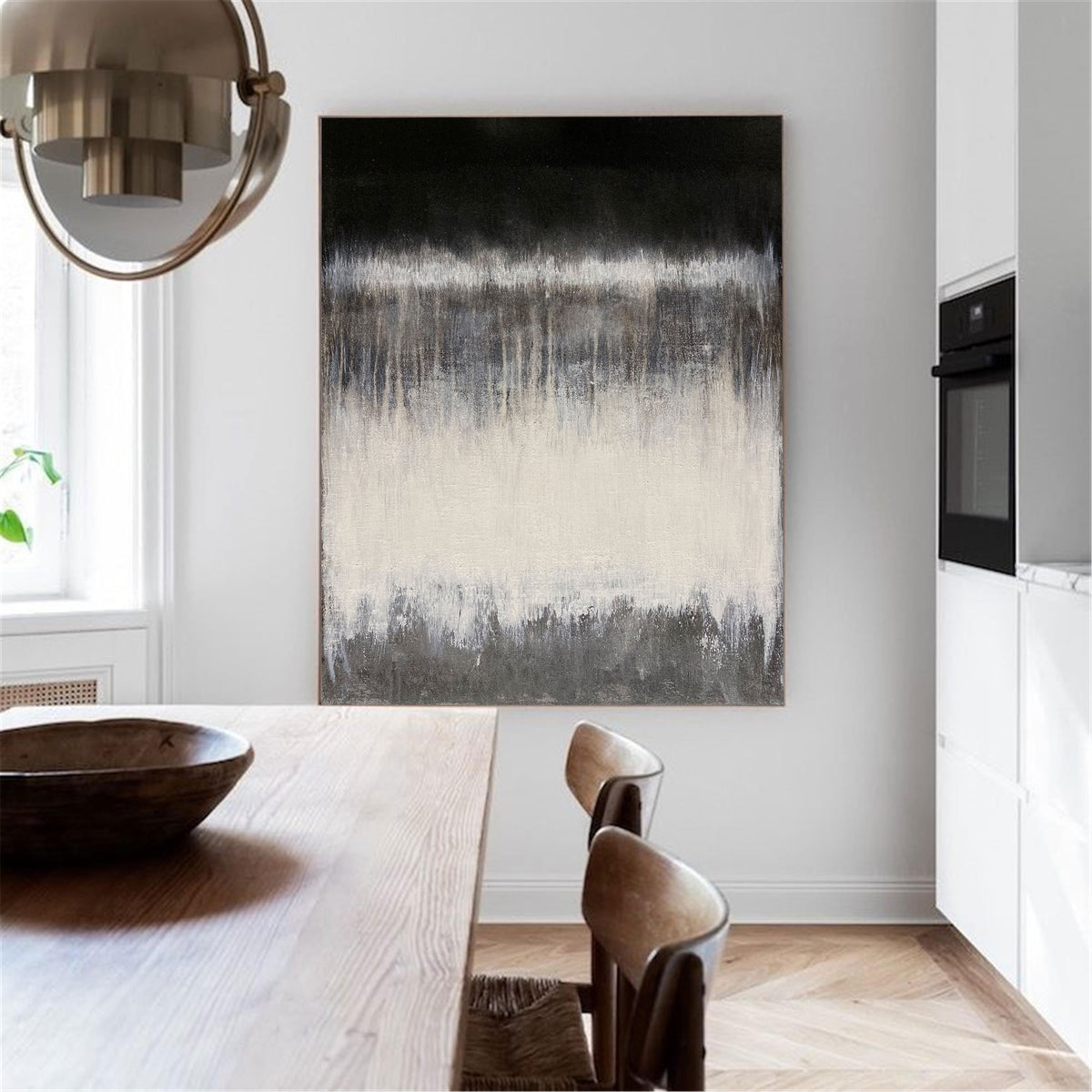 Extra large Abstract Contemporary Art Modern Abstract Painting On Canvas Acrylic Large Black White Grey Wall Art 