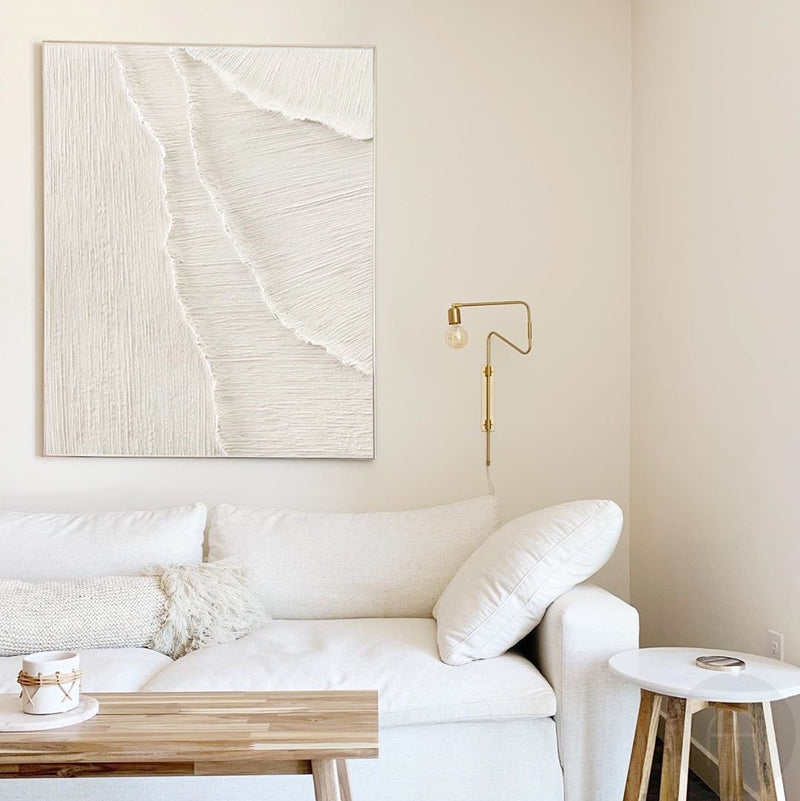 3D White Wall Art Textured Art White Plaster Wall Art White Abstract Art Minimalist Painting