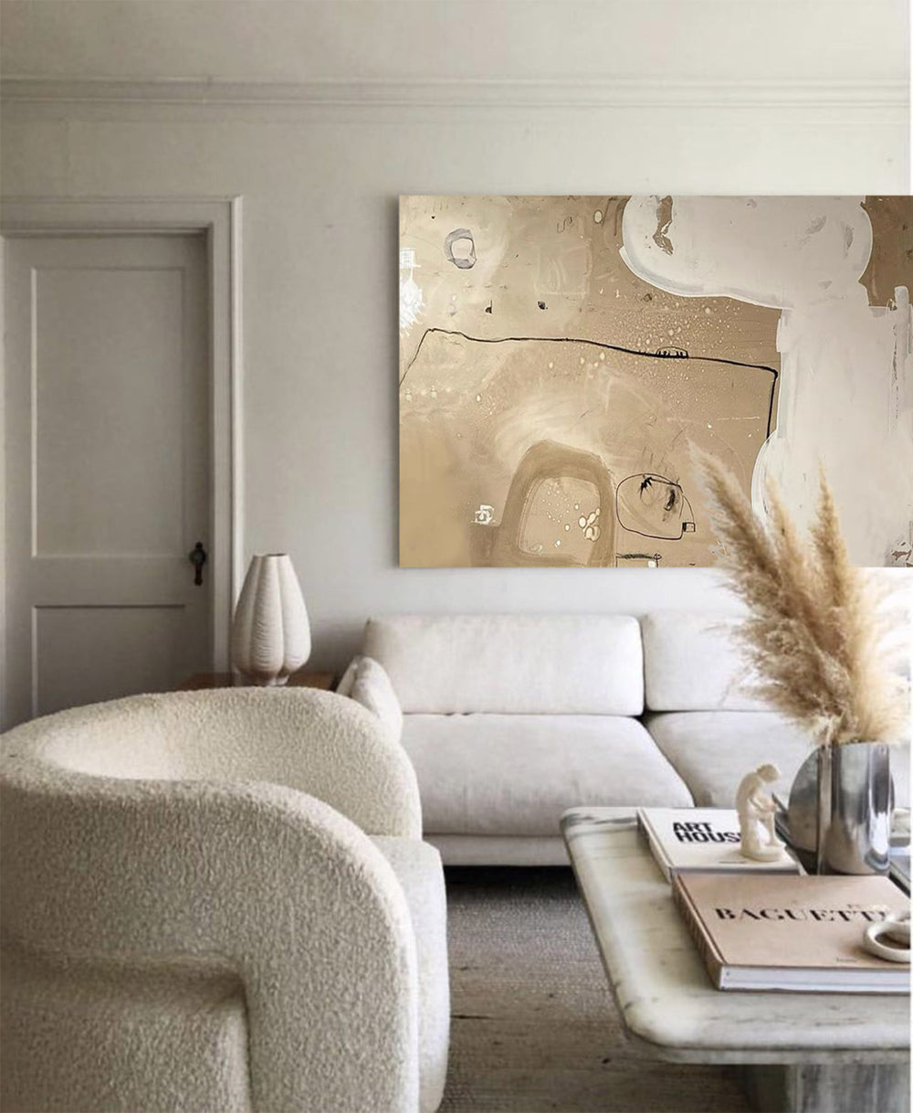  Large Abstract Paintings Large Beige Abstract Wall Art Abstract Art Canvas In Beige