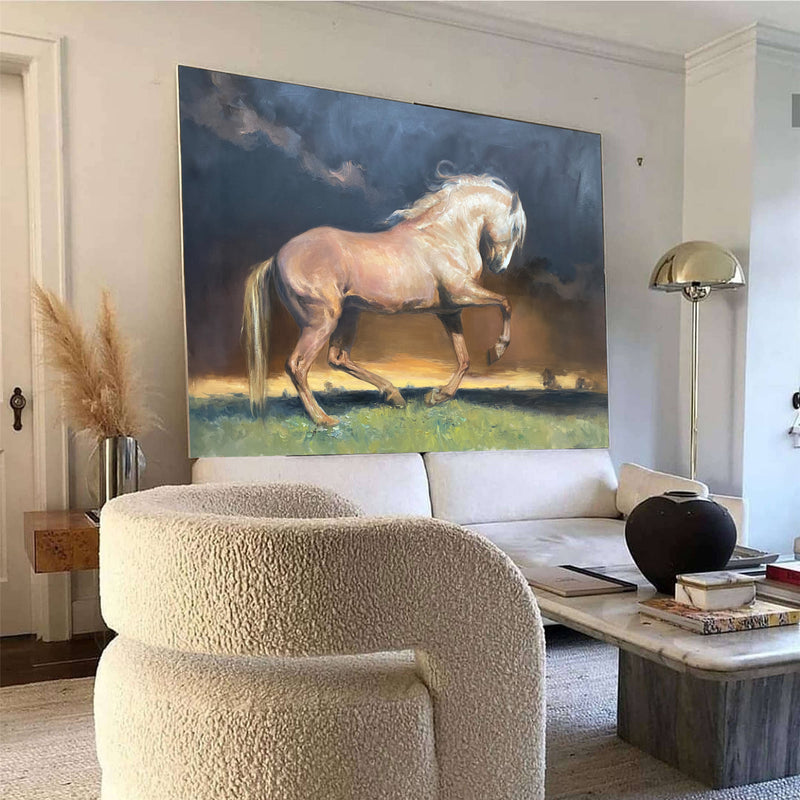 Brown Horse Painting On Canvas Large Horse Canvas Wall Art Original Brown Horse Art