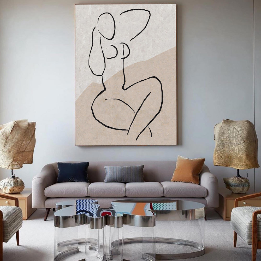 Modern Minimalist Painting Black And White Line Painting Minimalist Wall Art For Home Decor