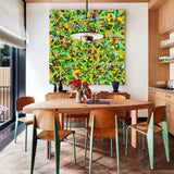 32'' X 32'' Modern Green Large Wall Art Abstract Square Paintings Artwork In Stock For Sale