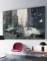 Winter City Scenes Paintings Contemporary Urban Art City Canvas Wall Art