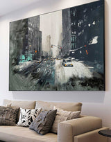 Winter City Scenes Paintings Contemporary Urban Art City Canvas Wall Art